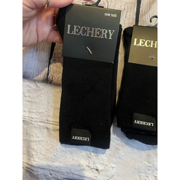 NEW Unisex Lechery New York Black One Size Classic Cotton Blend Socks 2 Pack - Picture 2 of 4